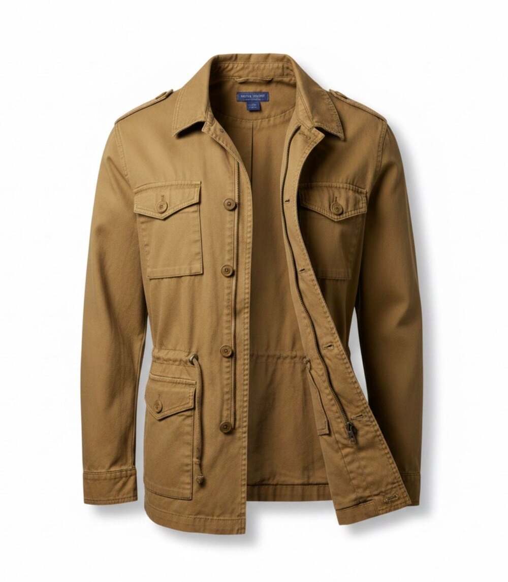 Laura Scott Women's Tan Utility Safari Jacket with Drawstring Waist Size XL